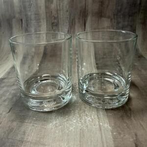 Set of 2 Crown Royal Lowball Whiskey Glasses "Commemorating 75 Years" Vintage IT